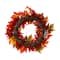 Glitzhome® 24" Fall Lighted Maple Leaves Wreath with Timer